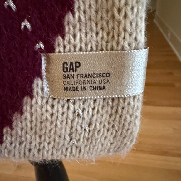 GAP San Francisco California Argyle Alpaca Blend Knit Scarf Reversible - Picture 9 of 10